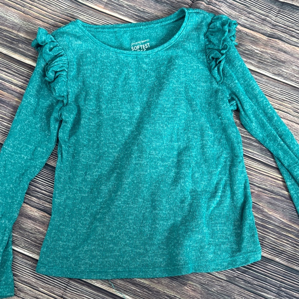 Jumping Beans Teal Long Sleeve Ruffle Top
